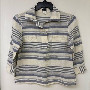 J.Crew Blue and Cream Striped Pullover Size S